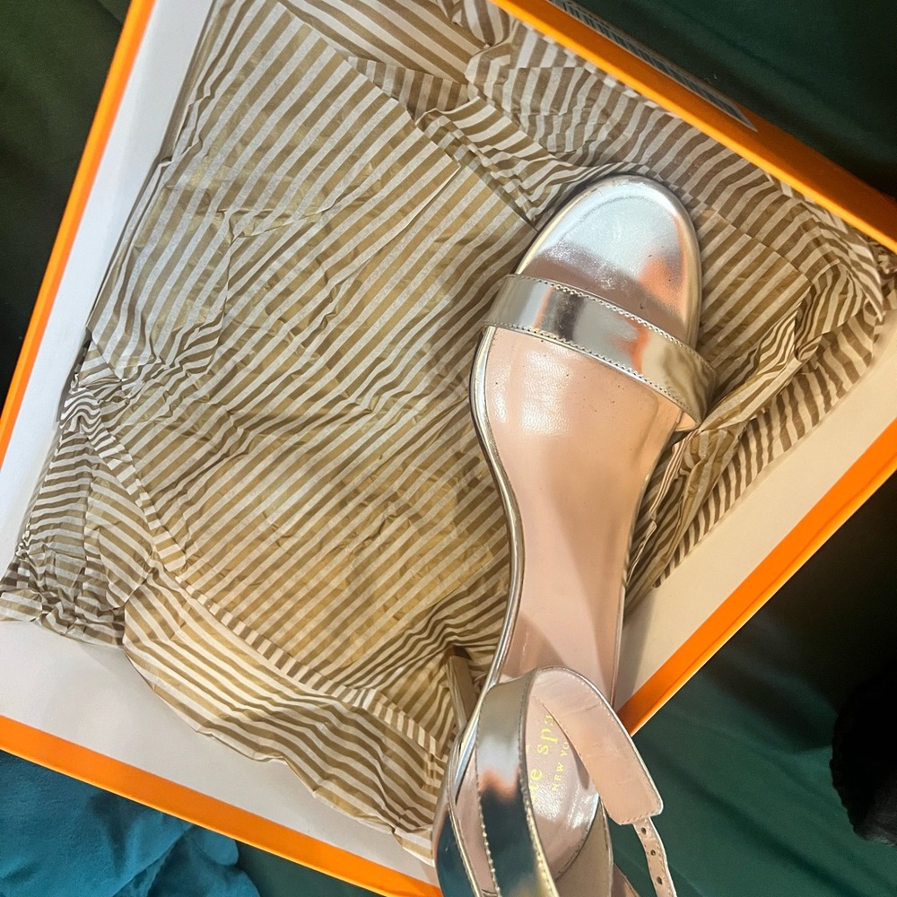 Kate Spade Silver Metallic Sandals Sz. 8 Worn Once